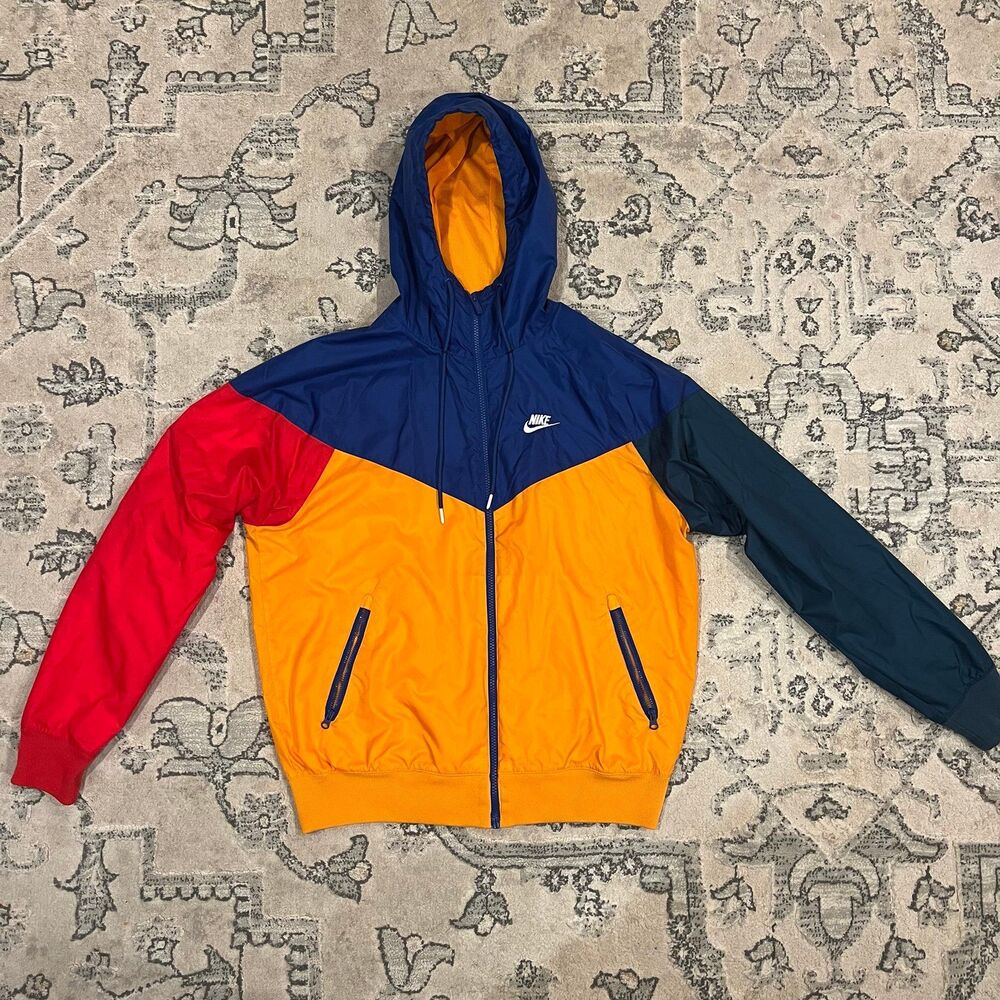 Nike Sportswear Windrunner Jacket Multicolor Orange Blue Red Navy Nylon Small